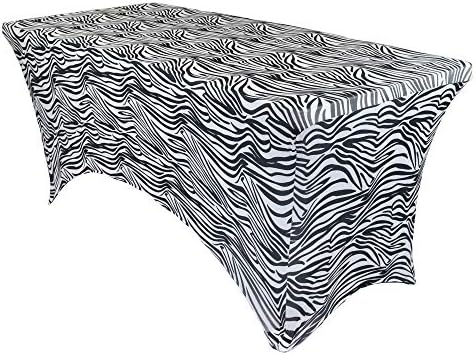YOUR CHAIR COVERS Rectangular Spandex Table Covers 6ft Fitted Tablecloth Wedding Event Patio Decorations Elastic Fabric Stretch Tables Cover for 6 ft Folding Table (Zebra) by YourChairCovers