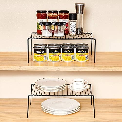Cabinet Storage Shelf Rack Set of 6, Medium (13 x 9.4 inch) Rustproof Metal Wire Kitchen Cabinet Organizer and Storage, Cupboard Spice Shelf Rack for Plate, Dish, Counter & Pantry Organization - Image 2