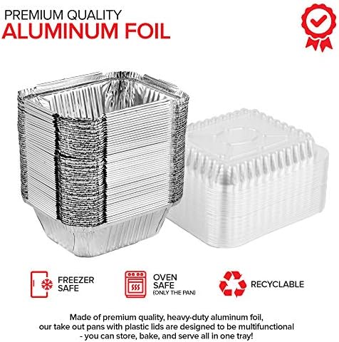 Stock Your Home 1 lb Small Aluminum Pans with Clear Plastic Lids (100 Pack), Disposable Cookware & Takeout Trays for Restaurants & Catering - Image 2