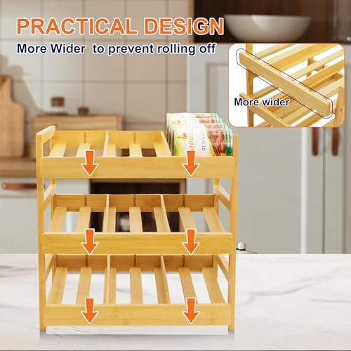 MinBoo Bamboo Can Organizer for Pantry - Stackable Can Dispensers for 36 Cans, Canned Food Storage, Pantry Shelf, Kitchen Cabinet or Countertop - Image 4
