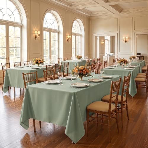 Fitable 6 Pack Sage Green Tablecloths for Rectangle Tables, 70 x 120 Inch - Image 2