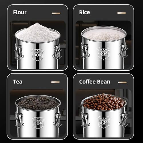 304 stainless steel food storage containers with lids lock clips airtight container large airtight for rice flour sugar grain coffee bean storage containers Kitchen jar (5.55gal/21L) - Image 3