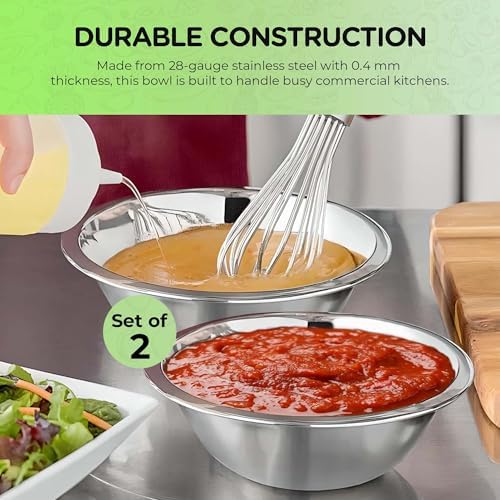 OCS Parts 2-Pack 1.5 Quart Stainless Steel Mixing Bowls | 8-Inch - Image 3