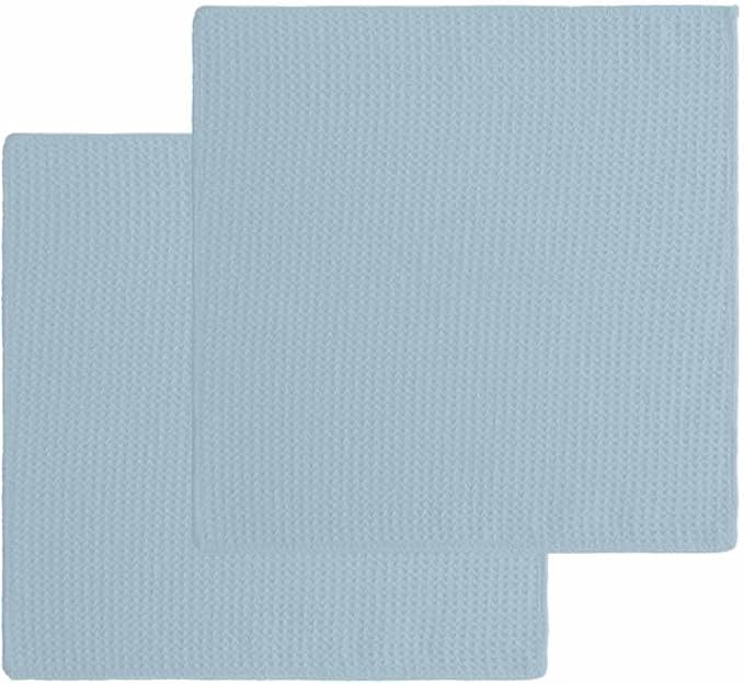 Blue Dish Towels Set,Waffle Weave Kitchen Towels Microfiber Towels Cleaning, Winter Sky Blue Modern Abstract Minimalist Solid Pure Pastoral Soft Absorbent Dish Drying Towels Hand Towels 2 Pack 12x12In by Unknown