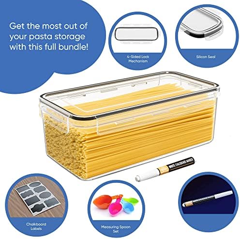 Chef's Path Airtight Food Storage Containers with Lids (Set of 4/3.6 Liters Each), Plastic Spaghetti Container for Pasta & Dry Food Storage, BPA Free Pantry Organizer Set with Kitchen Accessories - Image 4