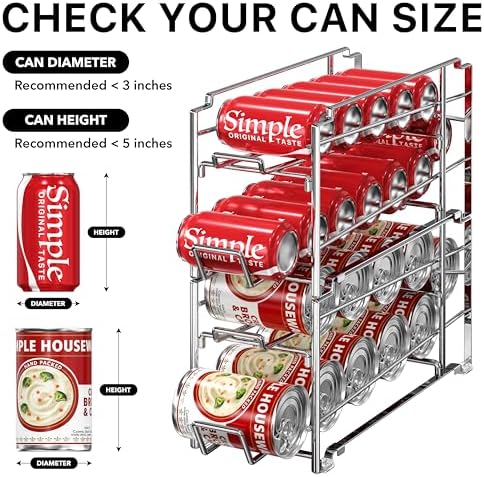Simple Houseware 4-Pack Soda Can Stackable Rack Dispenser Organizer, Chrome | for Pantry/Refrigerator - Image 5