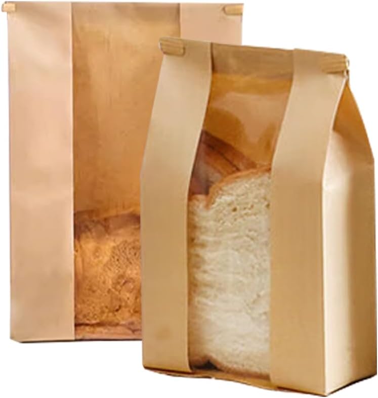 30 Pack Paper Bread Bags 13 x 8.3 x 3.5-inch Bakery Kraft Sourdough Loaf Baked Storage Bags for Homemade Bread Cookie Treat