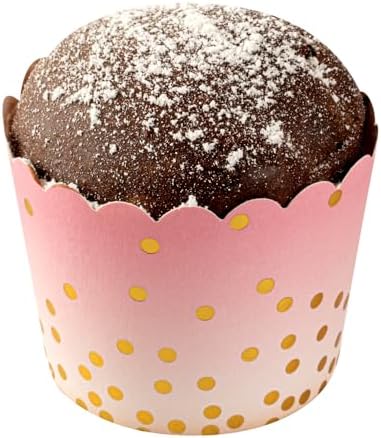 Restaurantware 4.5 oz Pink Paper Scalloped Baking Cup, 50 Pack by Restaurantware