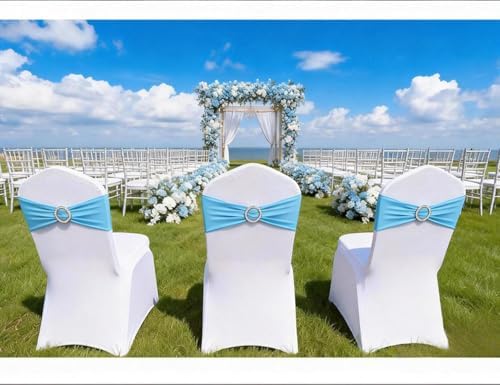 100 Pack Baby Blue Chair Sashes, Light Blue Chair Bands Bows Ties for Wedding Party Baby Shower Birthday Folding Chair Covers Decor - Image 4
