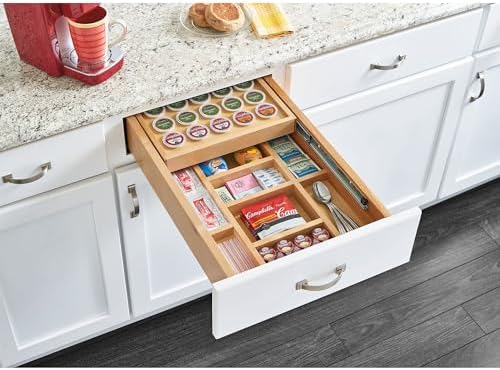 Rev-A-Shelf 15 Inch 2 Tiered Cutlery and Utensil Pullout Drawer Organizer with KCUP Tray and Soft-Close Slides, 4WTCD-18HSC-KCUP-1 - Image 2