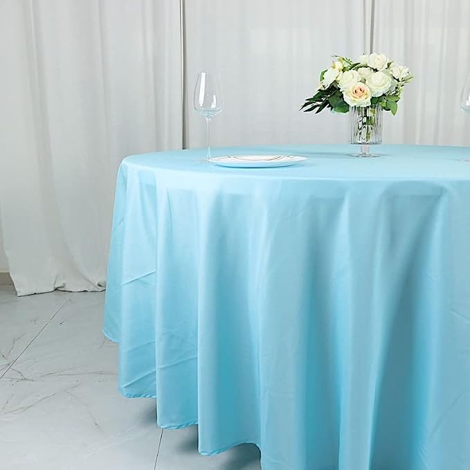 BalsaCircle 6 pcs 108 inch Blue Round Polyester Tablecloths Fabric Table Cover Linens for Wedding Party Banquet Reception Events Kitchen Dining - Image 7