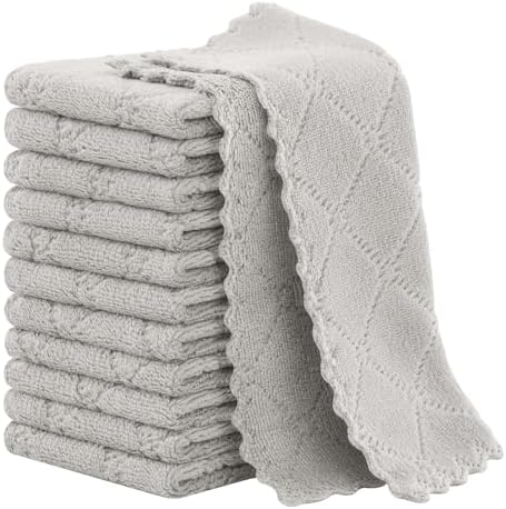 Homaxy Super Soft 12 Pack Coral Velvet Dish Cloths, 7" x 9", Grey by Homaxy