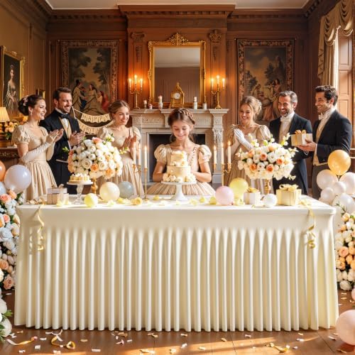 Besutolife Champagne Spandex Tablecloth for 6ft Rectangle Tables 2 Packs- Wrinkle-Resistant, Stretchable, Machine Washable - Perfect for Weddings Banquets Birthday Parties Events - Image 3
