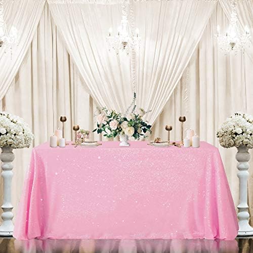 Sparkly Sequin Tablecloth Pink Table Overlay Rectangle Fabric 50x80 Inch - Image 3