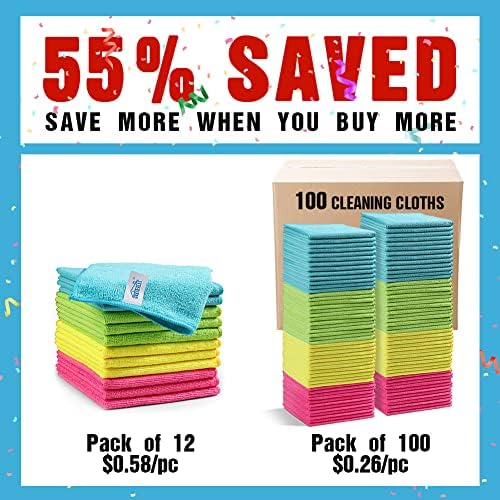 HOMEXCEL 100PK Microfiber Cleaning Cloth, Cleaning Rag for Home, 11.5x11.5 - Image 2