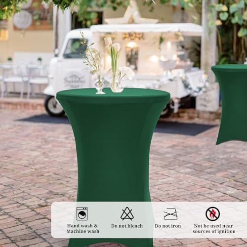 Pesonlook 6 Pack Hunter Green Cocktail Spandex Table Cover,32x43 Inch - Image 2