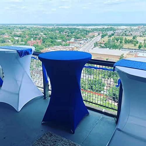 Pesonlook 6 Pack Royal Blue Cocktail Spandex Table Cover,32x43 Inch - Image 2
