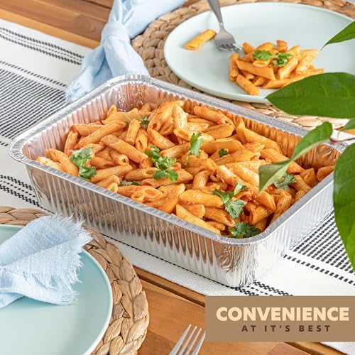 PLASTICPRO 50 Pack Aluminum Pans 9'' x 13" Disposable Pans with Covers Heavy Duty 10 lb Foil Pans for Baking and Cooking - Image 2