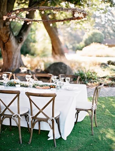 White Tablecloths for Rectangle Tables,90 x 132 Inch - Image 6