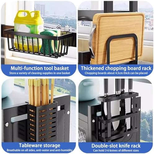 Over Sink Dish Drying Rack 2 Tier Stainless Steel Dish Drainer with Cover and Utensil Holders Large Capacity Space Saving Kitchen Organizer - Image 3