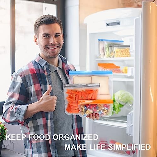 Lerine 10 Pack Reusable 2 Gallon Freezer Bags Dishwasher Safe | 13"x15.6" Large Capacity, BPA-Free, Food-Grade Material, Freezer Safe, Leakproof, Double-Seal, for Marinate Meats, Vegetables - Image 5