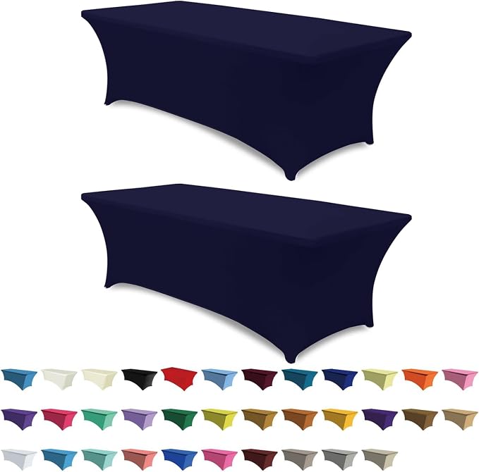 ABCCANOPY 2-Pack 6FT Spandex Table Covers, Stretch Fitted Tablecloth, Navy by ABCCANOPY