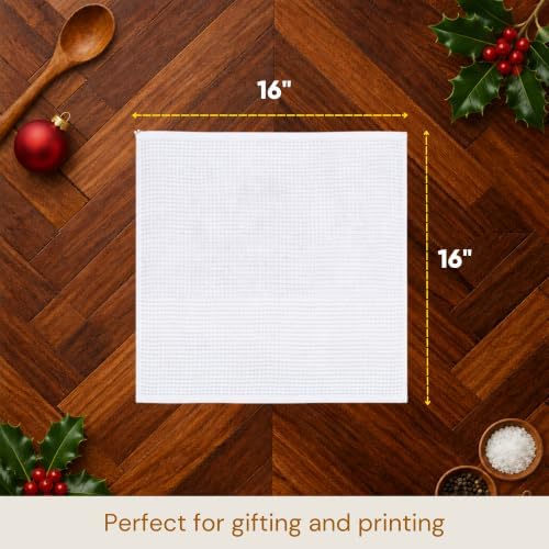 Microfiber Wholesale Sublimation Blanks Towels 16x16 - Premium Waffle Weave Microfiber Towels for Kitchen - Polyester Blanks for Kitchen or Craft Use - 6 Pack - Image 2