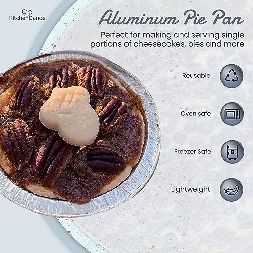 KitchenDance Mini Pie Tins with Snap-On Lids - Aluminum Pie Pans for Single Portions - Ideal for Fruit Tarts, Pies, Cheesecakes, Cobblers, Flan - Oven and Freezer Safe - 1152P (50, Silver) - Image 2