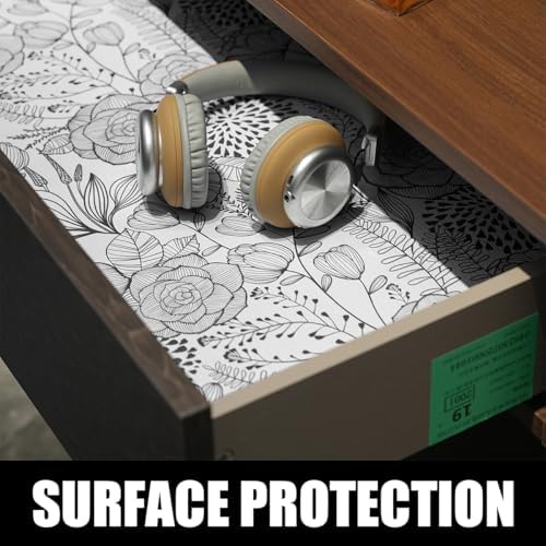 Shelf and Drawer Liner for Kitchen Cabinets, Non-Adhesive Black and White - Image 5
