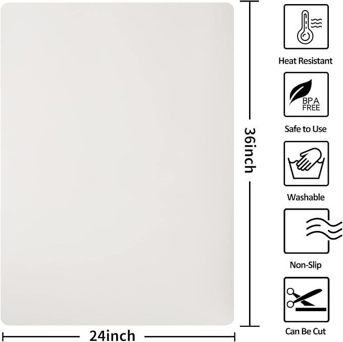 Slicone Mat Heat Resistant Mats for Countertop, Multipurpose Large Silicone Mats for Crafts Kitchen Workbench Size 36x24 inches Thick 2mm,Rolled Package,Beige - Image 2