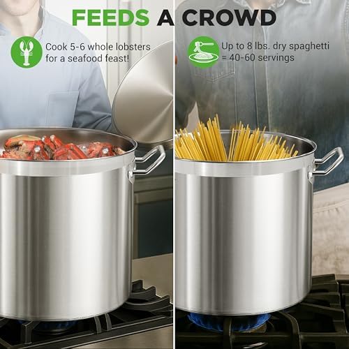 Stainless Steel Cookware Stockpot, 30 Quart Heavy Duty Induction Soup Pot With Stainless Steel Lid And Strong Riveted Handles, Even Heat Distribution, Compatible With Most Cooktops - Image 4