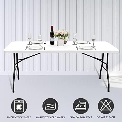 10 Pack Stretch Table Top Cap Cover, White, 30" x 72" - Image 6