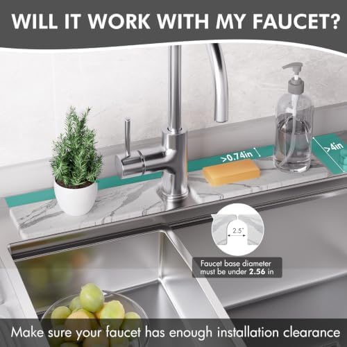 4 Pcs Diatomaceous Earth Dish Drying Mat Set, 24''x16'' Stone Dish Drying Mat, Faucet Mat and 2 Coasters for Kitchen Counter, Super Absorbent Quick Dry Mats for Dishes Bottles Cups - Image 4