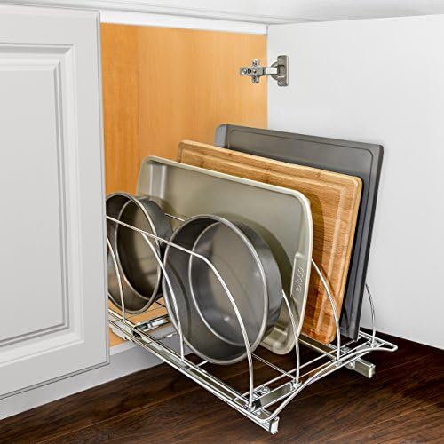 LYNK PROFESSIONAL® Pull Out Cookie Sheet Organizer for Cabinet – Baking Sheet Organizer – Sheet Pan Organizer - Lifetime Ltd. Warranty – 10” x 21” Deep Inside Cabinet, Chrome - Image 6