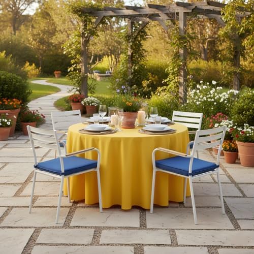 sancua Round Tablecloth, 108 Inch, Yellow - Image 4