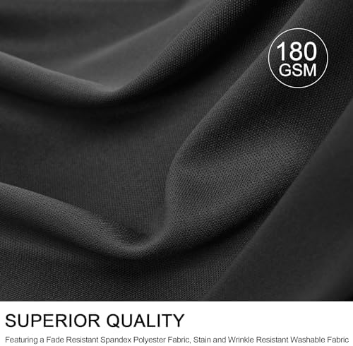Outpain 6 Pack Black Round Spandex Tablecloth for 48Inch/4FT Tables - Stretchy Table Cloth with Skirt, Wrinkle-Free Fitted Cloth for Wedding Vendor, Banquet & Graduation Decor (108" Round) - Image 2