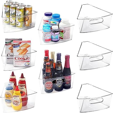 Leeden Lazy Susan Organizer for 28" Diameter Corner Lazy Susan, Plastic Kitchen Cabinet Storage Bins with Handle, 8 Packs, 1/8 Wedge - Food Safe, BPA Free by LEEDEN
