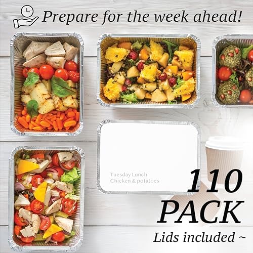 110 Pack - 2.25LB Aluminum Pans with Cardboard Lids - To go Foil Containers with Lids - Disposable Food Containers - Foil Take Out - Meal Prep Trays Foil Tins Freezer Meals Comercial - Image 4