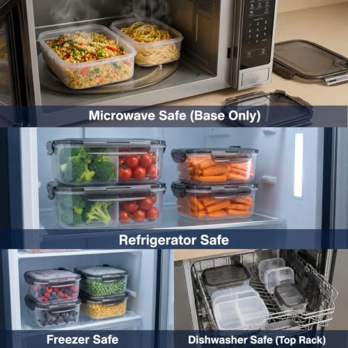 Meal Prep Containers Reusable with Lids - 4 Pack Airtight Vented - Image 4