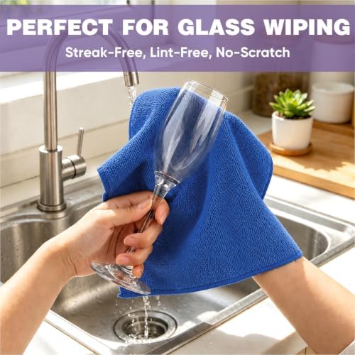 TEAWOO 10 PCS Navy Blue Microfiber Cleaning Cloths, Assorted Cleaning Rags - Image 4