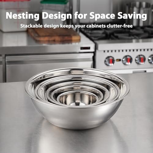 CURTA 3 Piece Stainless Steel Mixing Bowls Set, 7.8/10/13.1 QT - Image 4