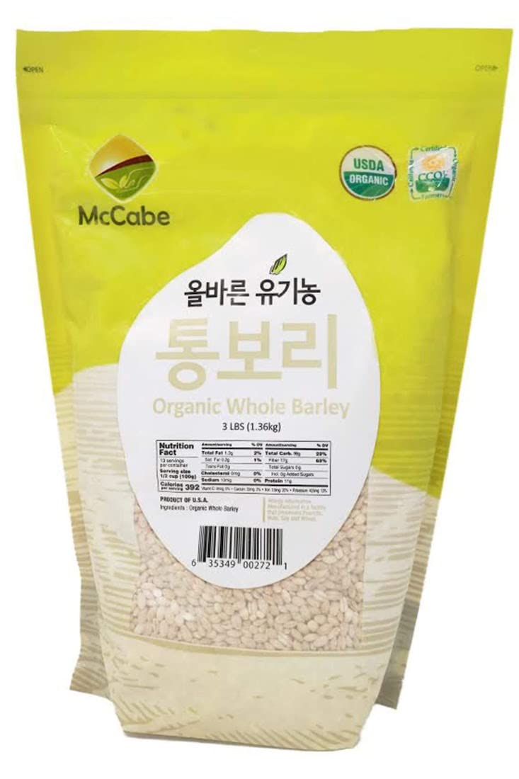 McCabe Organic Regular Pearled Barley - Pearled Barley Organic | Rich with Fiber & Minerals | USDA and CCOF Certified | Product of USA | 3Lbs (Pack of 3)