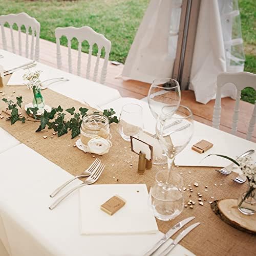 Buryeah 12 Pack Burlap Table Runners,12 x 108 Inch Natural Jute Rustic Runners Vintage Farmhouse Country Table Decor for Wedding Engagement Birthday Party Home Dining Kitchen Decorations - Image 5