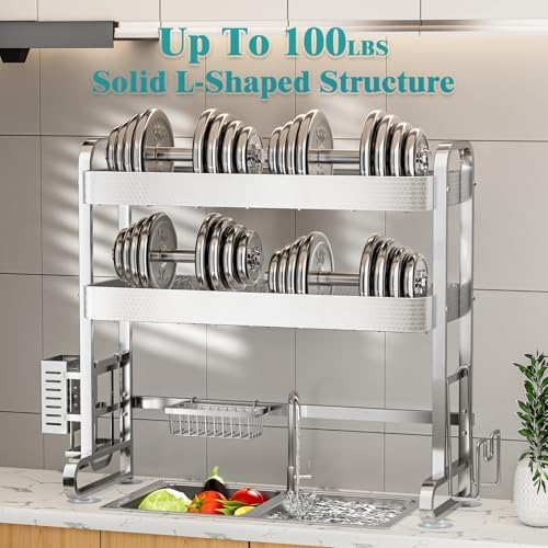 HOWDIA 3-Tier Over The Sink Dish Drying Rack, 304 Stainless Steel - Image 6