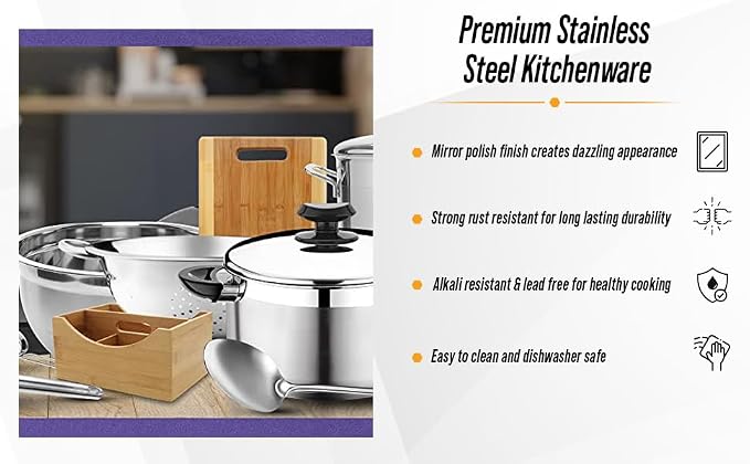YBM Home Silicone Non-Stick Slotted and Solid Cooking Serving Spoons, Heat-Resistant Plastic Kitchen Tools for Mixing, Frying, Serving, Draining, Turning, with Stainless Steel Handle, Set of 2 Grey - Image 7