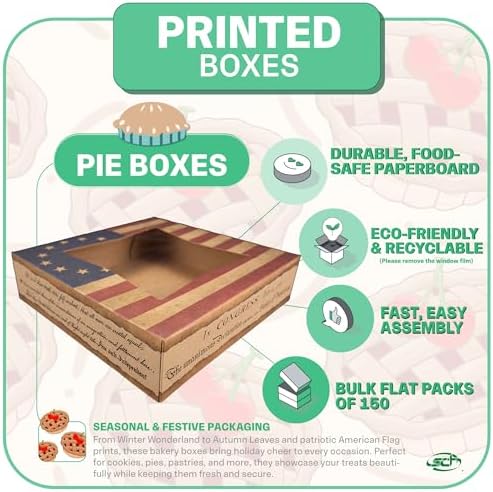 Southern Champion Tray 2480 USA Kraft Paperboard Flag Design Print Window Bakery Box, 8" Length x 8" Width x 2-1/2" Height (Case of 150) - Image 3