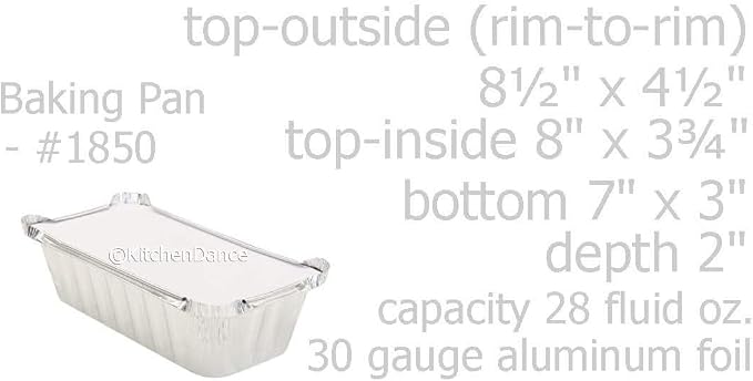 KitchenDance Disposable Aluminum Closable Loaf Pans with Lids - 2 Pounds Aluminum Foil Pans for Cakes, Cobblers - Baking Pans Perfect for Baking, Storing, Preparing Food - 1850 (Silver, 125) - Image 4