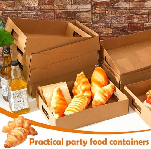 LemonRoad 50 Pack Cardboard Disposable Food Trays, Brown, 13" X 9" X 3" - Image 4