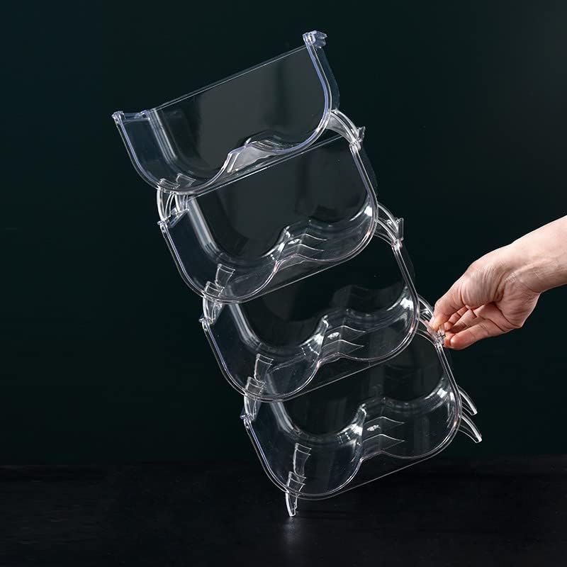 Modern Plastic Stackable Vertical Standing Water Bottle Holder Wine Rack - Storage Organizer for Kitchen Countertops, Pantry, Fridge - Each Rack Holds 2 Wine Bottles, 2 Pack - Transparent - Image 3