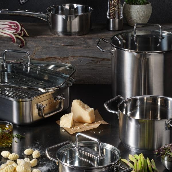 RÖSLE EXPERTISO 4-Piece Pot Set, Universal Pot Set with 3 Pots and 1 Saucepan, 18/10 Stainless Steel, Glass Lids, Scale on Inside, Suitable for Induction Cookers, Dishwasher Safe - Image 5